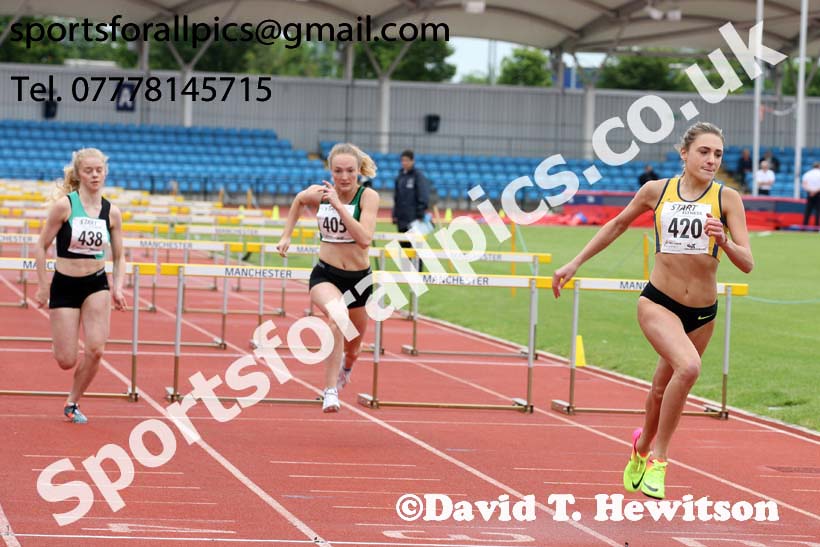 Womens under-20s 100 metres hurdles, Northern Senior and Under-20s Champs., SportsCity, Manchester. Photo: David T. Hewitson/Sports for All Pics